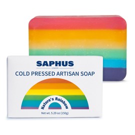 Cold Pressed Artisan Soap for Body, Face 150 g / 5.3 oz – Vegan Cruelty-Free Handmade Soap for Body & Face, Rainbow Colour Bar