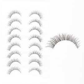 False Eyelashes Wispy Lashes Natural Look Fake Eyelashes Cat Eye Lashes Strip False Lashes Fox Eye Lashes Pack 10 Pairs (natural cat eye nf01)