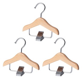 Ximimark 3PCS Solid Wood Mini Hanger for Pet Clothes Dog Clothing Hanger with Clip and Hook for Pet Accessories