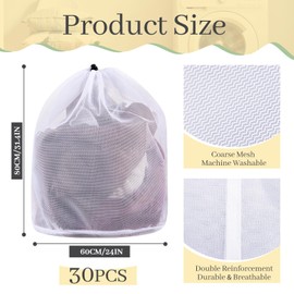48 Pcs 24 * 32 Inches Fine Mesh Laundry Bag with Drawstring Large Heavy Duty Mesh Bag Machine Washable Sheet Drawstring Net for Delicates College Dorm