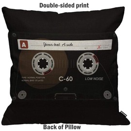 HGOD DESIGNS Retro Audio Cassette Cushion Cover,Music Record Player Low Noise 80S Plastic Tape Throw Pillow Case Home Decorative for Living Room Bedroom Sofa Chair 18X18 Inch Pillowcase 45X45cm