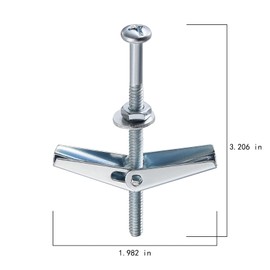Wensilon (100 pcs) 1/4" Heavy Duty Drywall Anchors and Screws,Toggle Bolts and Wing Nuts Set, Hollow Drywall Anchors Bolts Screws Assortment Kit for Hanging Lamps Heavy Items