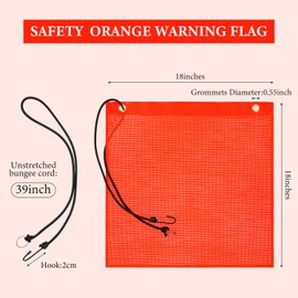 Patelai 2 Pcs 18 x 18 Inch Safety Flags Warning Flag Mesh Bungee Safety Weather-Proof Warning Flag with Grommets and Bungee Cord