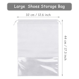 Acehome 6 Pack Large Travel Shoe Bag, Portable Drawstring Shoes Storage Bags Non-Woven Dust Proof Pouch Space Saving Organizer with Transparent Slot for Men Women Daily and Travel Use (White)