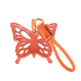 Leather Keychain Holder Case Compatible with AirTag,Cute Protective Cover with Keyring and Lanyard,Anti-Scratch Finder GPS Tracker Case for Wallet Keys,Bag,Pets(Butterfly A)