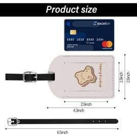 BHAHB 2 Pack Luggage Tag Luggage Tags PU Leather Suitcase Tags Aesthetic Cute Travel Bag Labels for Women Girls (P14-Bear)