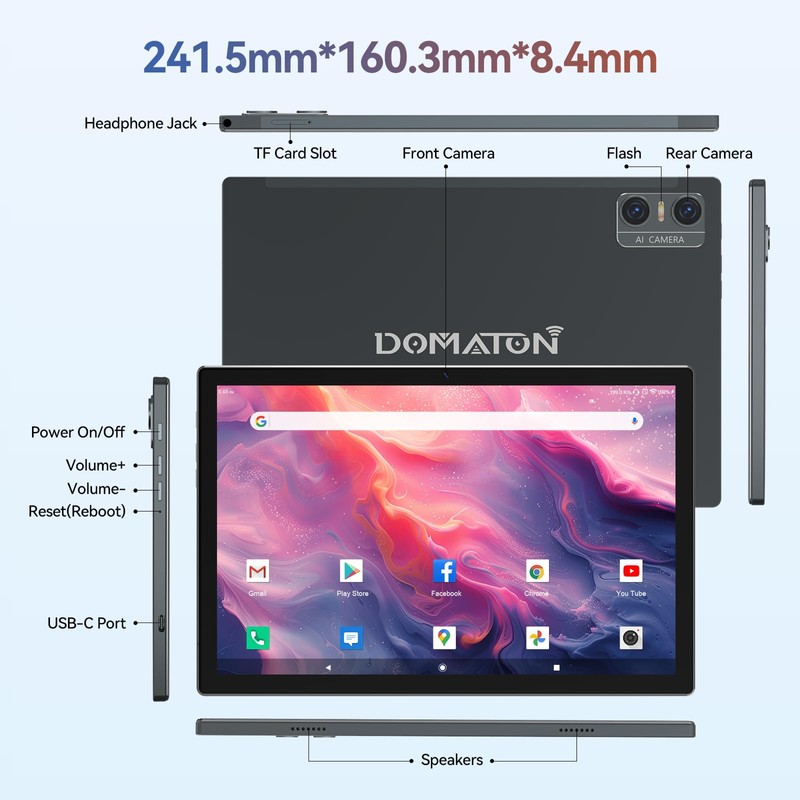 Android 14 Tablet 2025 Latest Tablets, 10 inch Tablet (4+4)GB