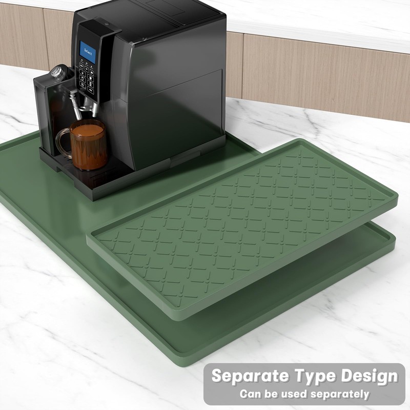 Rnivvi Silicone Coffee Mat, 16" x 24" Waterproof Raised Edge