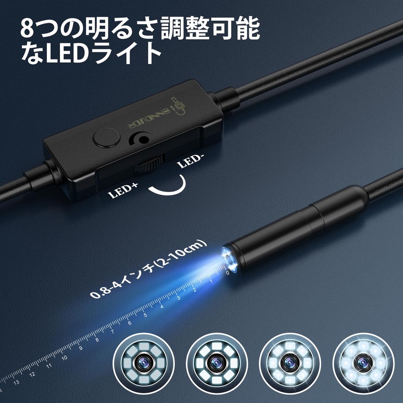 Ennovor Fiberscope 1920P Endoscope Camera, 8 Pcs High Brightness LED