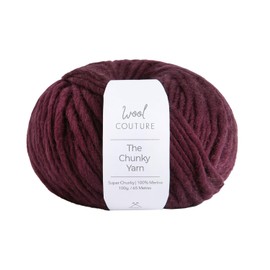 Wool Couture The Chunky Yarn - Plum 100% Merino Wool Chunky Yarn for Sweaters, Blankets & Amigurumi - 50g Ball (65m) - Beginner & Advanced Friendly