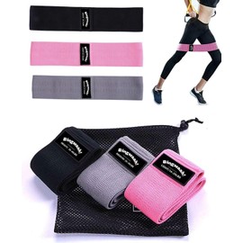 Bingwaah Fabric Resistance Bands for Women and Men - Set of 3 Mini Loop Bands with Adjustable 14-45 lbs Resistance, Lightweight, Compact with Travel Bag - Ideal for Endurance, Strength, Yoga & Pilates