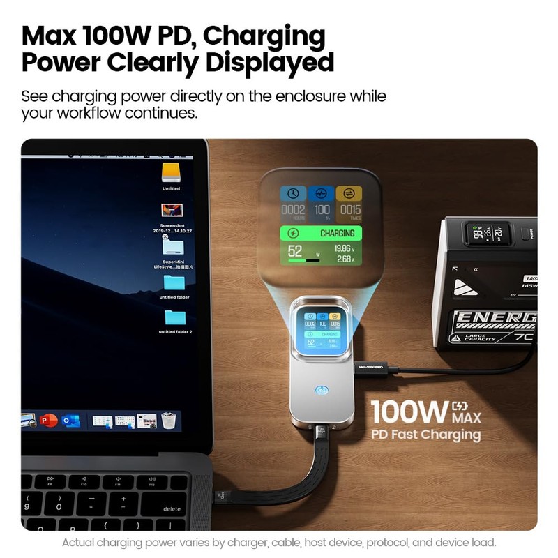 MOVE SPEED AC10 Smart Touchscreen SSD Enclosure, 10Gbps USB-C M.2