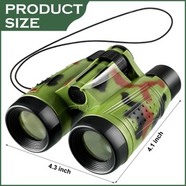 16 Toy Binoculars with Neck String for Kids Learning Novelty Binocular Bulk Safari Party Favors Jungle Binoculars for Explorers Gifts Bird Watching Camping Hunting, 4.3 x 4.1 Inches (Camouflage)