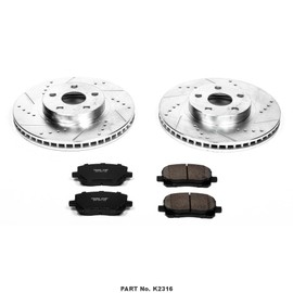 Power Stop K2316 Front Z23 Carbon Fiber Brake Pads with Drilled & Slotted Brake Rotors Kit
