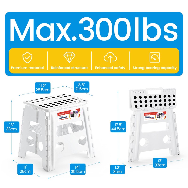 ACSTEP 13 inch Height Premium Heavy Duty Foldable Stool for