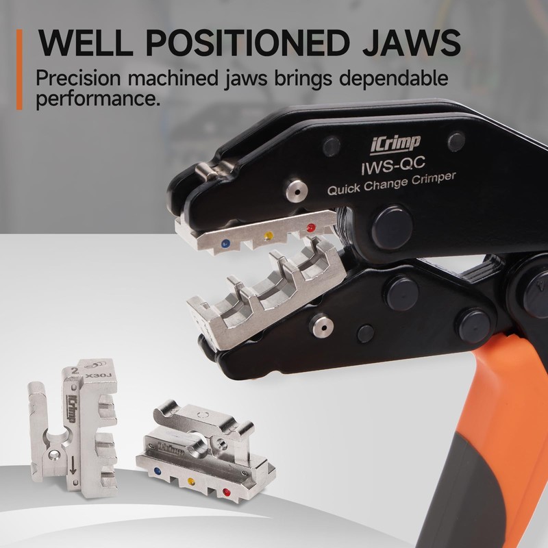 iCrimp Rachet Crimping Tool Set, Quick Change Jaws for Open