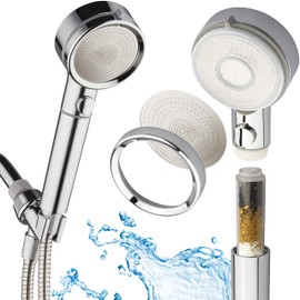 Dream Spa LaserJet High Pressure Luxury Handheld Shower Head with Dual Water Filters, ON-OFF Pause Switch, Extra-long 72-inch Stainless Steel Hose & Bracket - Face Opens for Easy Cleaning