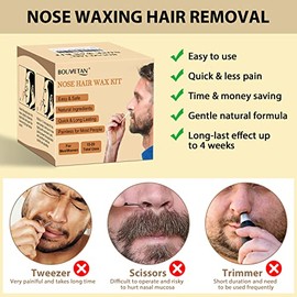 Kit de cera para nariz para hombres y mujeres, kit de depilación nasal con perlas de cera de 3.53 onzas (15-20 usos), 20 aplicadores, 15 protectores d