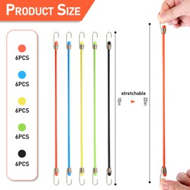 Pack of 30 Expander with Hook Expander and Luggage Straps Bungee Cord with Hooks Luggage Straps with Hooks Rubber Cords with Hooks for Motorcycle Furniture Bicycle Car 5 Colours