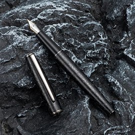 Hong Dian A3 pluma estilográfica de aluminio negro, diseño de grabado de flor de pluma extra fina de iridio bolígrafo de escritura consistente con... 