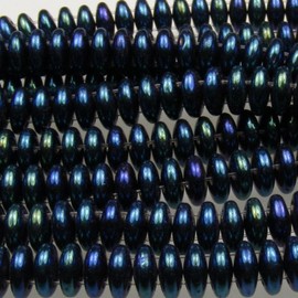 6mm Lentil Glass Czech Two Hole Bead - Iris Blue (50 Beads).