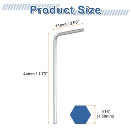 sourcing map 10pcs Hex Key Wrench 1/16" 45# Carbon Steel L-Shape Hexagon SAE Wrenches Repairing Tool for Home DIY Bike Motorcycle Repair, Silver Tone