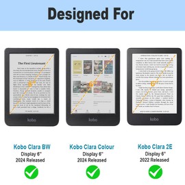 J.M.SHOW Case for 6" Kobo Clara 2E 2022 Released/Clara Colour/Clara BW (2024), Lightweight PU Leather Cover with Hand Strap, Auto Wake/Sleep for Kobo Clara 2E 6inch-Blue