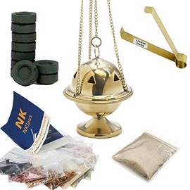 NKlaus 40632 Starter Pack Incense Swivels Set 14 Pieces with Incense Mixtures Frankincense Resins