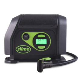 Slime 40088 Tire Inflator, Portable Car Air Compressor, Inflate Right automatic shut off, with Digital 99 psi Display, Long Hose and LED Light, 12V, 6 min inflation