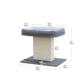 Catry Cat Bed with Scratching Post - Minimalist Style Design of Cat Tree with Cozy Cat Bed and Teasing Scratching Post, Allure Kitten to Stay Around This Sturdy and Easy to Assemble Cat Furniture
