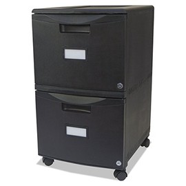 Storex 61309B01C Two-Drawer Mobile Filing Cabinet 14-3/4w x 18-1/4d x 26h Black