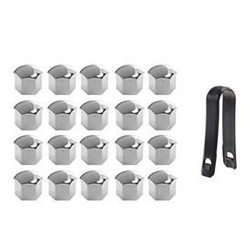 ZYHW Wheel Lug Nut Bolt Cover Caps 19mm Wheel Hub Screw Cover with Removal Tools Universal Silver Tone 20Pcs