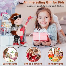 SWTOIPIG Plush Toy Electronic Monkey Toy for Children, Interactive Monkey Singing, Dancing and Guitar Shaking, Christmas Birthday Gift for Toddlers Children