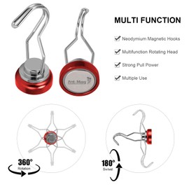 Ant Mag Swivel Hooks 50lbs Heavy Duty Grill Hooks with Scratch Proof Stickers Great for Home Refrigerator Kitchen Store Grill BBQ Office Warehouse