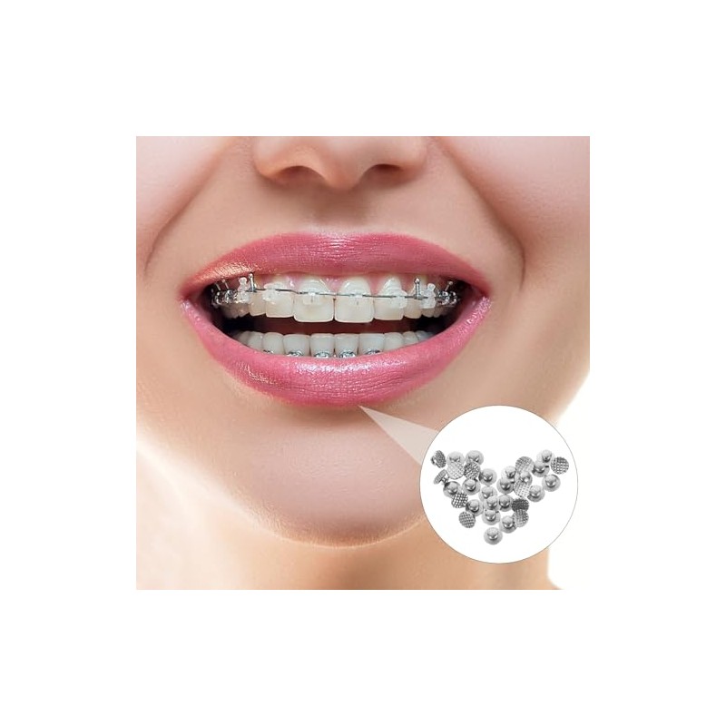 Healifty 30 botones linguales de ortodoncia dental con base redonda