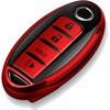 Tukellen Compatible with Nissan Key Fob Cover Soft TPU Key Case for Infiniti X-Trail Rogue Altima Quest Pathfinder Sentra Patrol CIMA Fuga Armada Teana Murano 4 Buttons Key Shell-Red