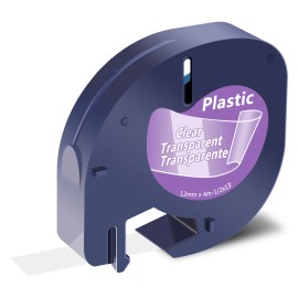 tonerprof Label Tape Refills for DYMO LetraTag LT-100T LT-100H QX-50 White Clear 91331 - Plastic-Black on Clear 16952