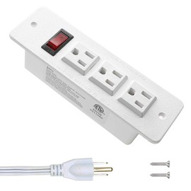 Regleta de alimentación empotrable con interruptor empotrable empotrable enchufe de alimentación 3AC salida blanca (tornillos incluidos)