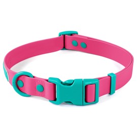 Wolfone Waterproof Adjustable Dog Collar for Small Medium Large Dogs Comfort Sturdy Odor Proof Easy Clean with Quick Release Buckle（Pink Peacock Large）