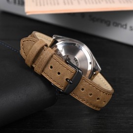 Anbeer 22mm Retro Watch Band Quick Release,Crazy Horse Leather Watch Straps for Men and Women,Gingerbread with Black Buckle