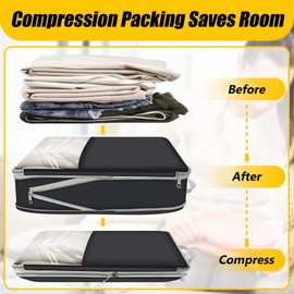 Yotako Suitcase Organiser Compression, Compression Packing Cubes Compression Packing Cube Set, Waterproof Packing Bags Compression with Shoe Bag & Cosmetic Organiser for Suitcase, Backpack, Travel
