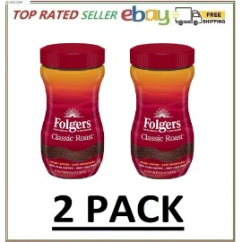 Folgers 2 PACK - Folgers Classic Roast Instant Coffee Crystals 16 oz (Total 32 oz) FRESH