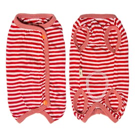 Kukaster Kuveela Pet Post-Operation Dog Clothes, Dog Outfit, Coveralls, Cone Replacement, Unisex, Weaning, For Skin Conditions, Breathable, Summer, For Small and Medium Dogs, Red Borders #8