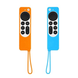 [2 Pack] Remote Cover Case for Apple TV 4K Siri Remote 3rd Gen 2022/ 2nd Gen 2021, Anti Slip Shockproof Remote Cover Case with Lanyard -Sky Blue&Orange