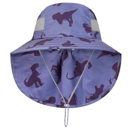 MHJY Kids Sun Hat Girls UV Protection Summer Hats Adjustable Beach Cap Unicorn Bucket Hats with Wide Brim Neck Flap for Toddlers 2-9 Years Gray Blue