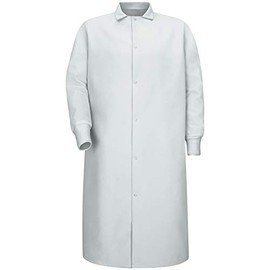 Red Kap Men's Gripper Front Spun Polyester Pocketless Butcher Coat With Knit Cuffs, White, 2X-Large
