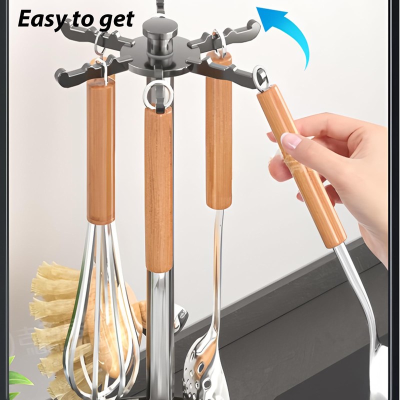 GHYFFF Kitchen Utensil Holder,Extra Large 360°Rotating Cooking Utensil Crock for