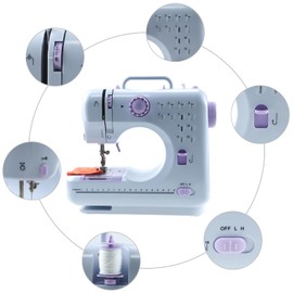 Portable Electric Sewing Machine with 12 Built-in Stitches, LED Light, Foot Pedal, Easy Threading, Ideal for Beginners & DIY Projects