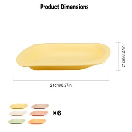 Hocadrv 6 Stück Speiseteller Camping Teller Plastik Set Unzerbrechlich Essteller Wiederverwendbar Teller Sicher & Leicht Plate Mikrowellen & Spülmaschinenfest(6 Farbe)