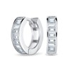 Asscher Cut CZ Channel Set Huggie Hoop Earrings For Women